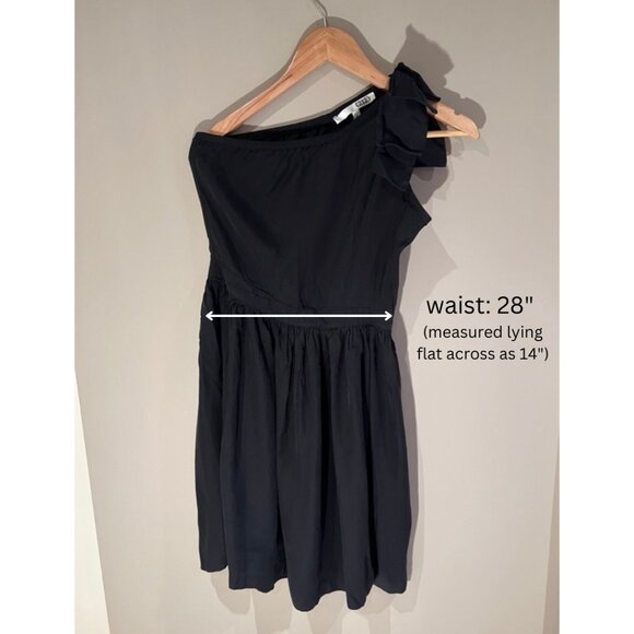 NEW - 212 Collection - One-shoulder Black Silk Mini Dress with a Bow - size 4 - Picture 2 of 6